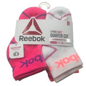 6 Pack Reebok Girl's Quarter Cut Socks Assorted Colors Size Small Shoe 4-8 New